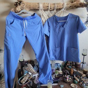 FIGS Technical Collection light blue scrub set